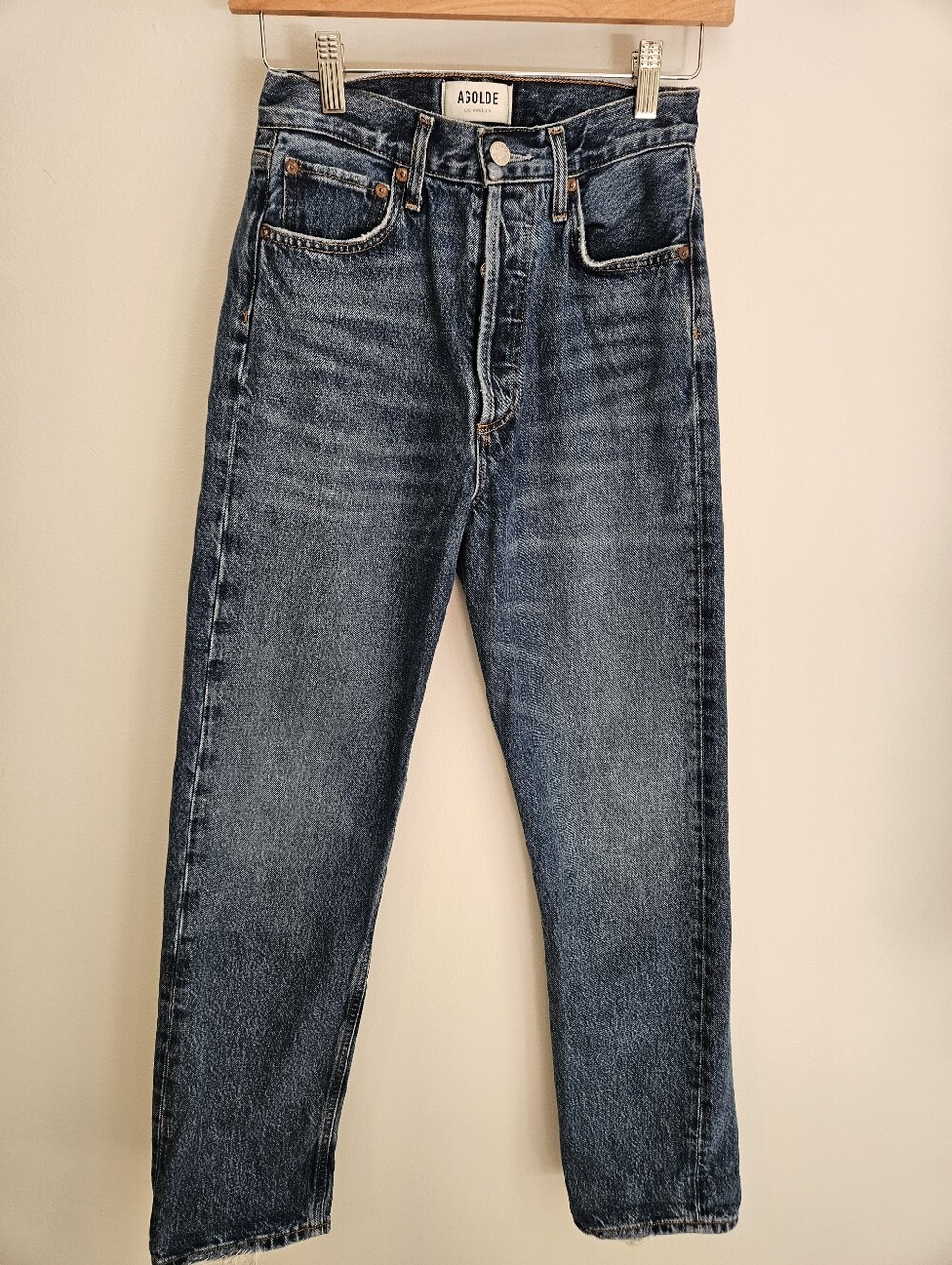 Agolde 90s Pinchwaist High Rise Straight Jeans 100% Organic Cotton Button Fly 24 - Picture 3 of 16